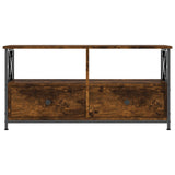 Vidaxl tv-meubel 90x33x45 cm bewerkt hout en ijzer gerookt eikenkleur
