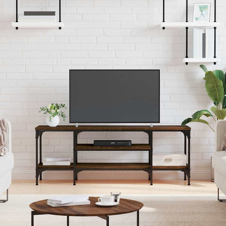 Vidaxl tv-meubel 121x35x45 cm bewerkt hout en ijzer bruin eikenkleur