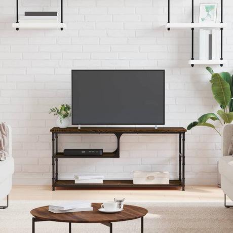 Vidaxl tv-meubel 103x38x46,5 cm bewerkt hout staal bruin eikenkleur