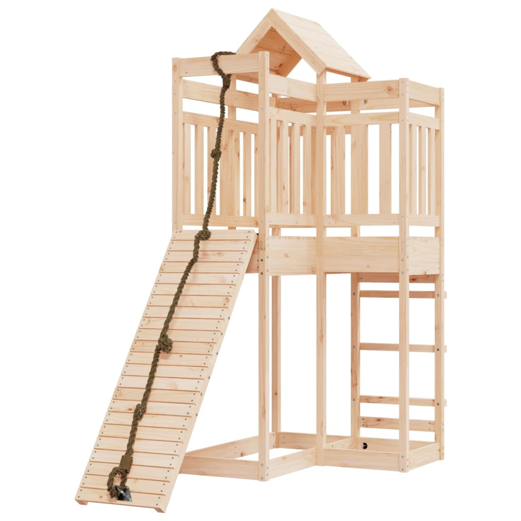 VidaXL Spielhaus mit Kletterwand aus massivem Kiefernholz
