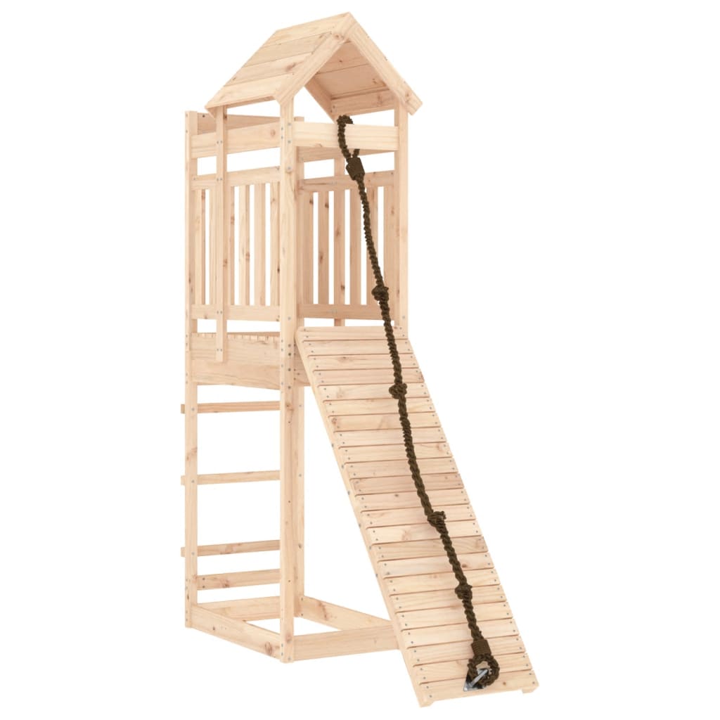 VidaXL Spielhaus mit Kletterwand aus massivem Kiefernholz