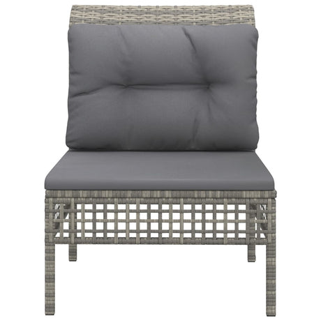 Vidaxl tuinmiddenbank met kussens poly rattan grijs