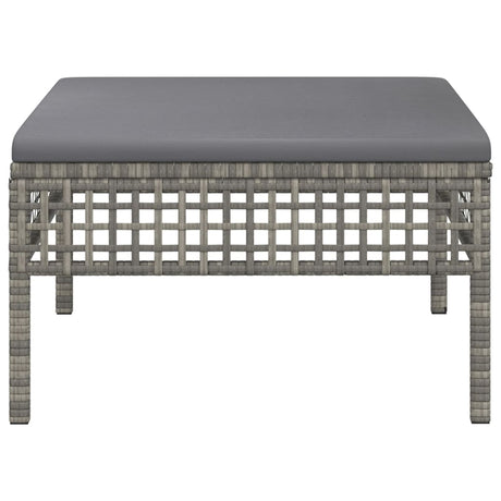 Vidaxl tuinvoetenbank met kussen poly rattan grijs