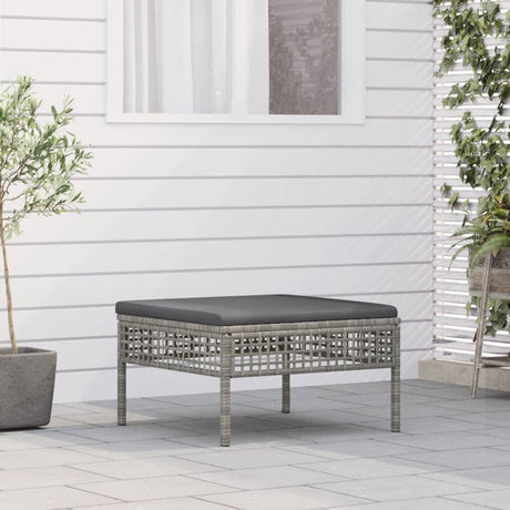 Vidaxl tuinvoetenbank met kussen poly rattan grijs