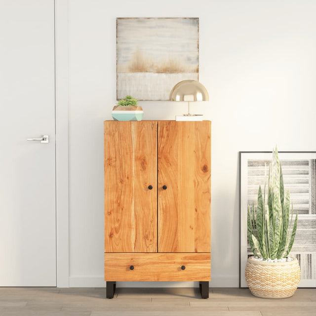 Vidaxl hoge kast met lade 60x33x100 cm massief acaciahout en ijzer