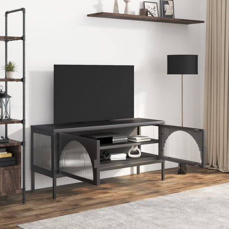 Vidaxl tv-meubel 105x35x50 cm glas en staal zwart