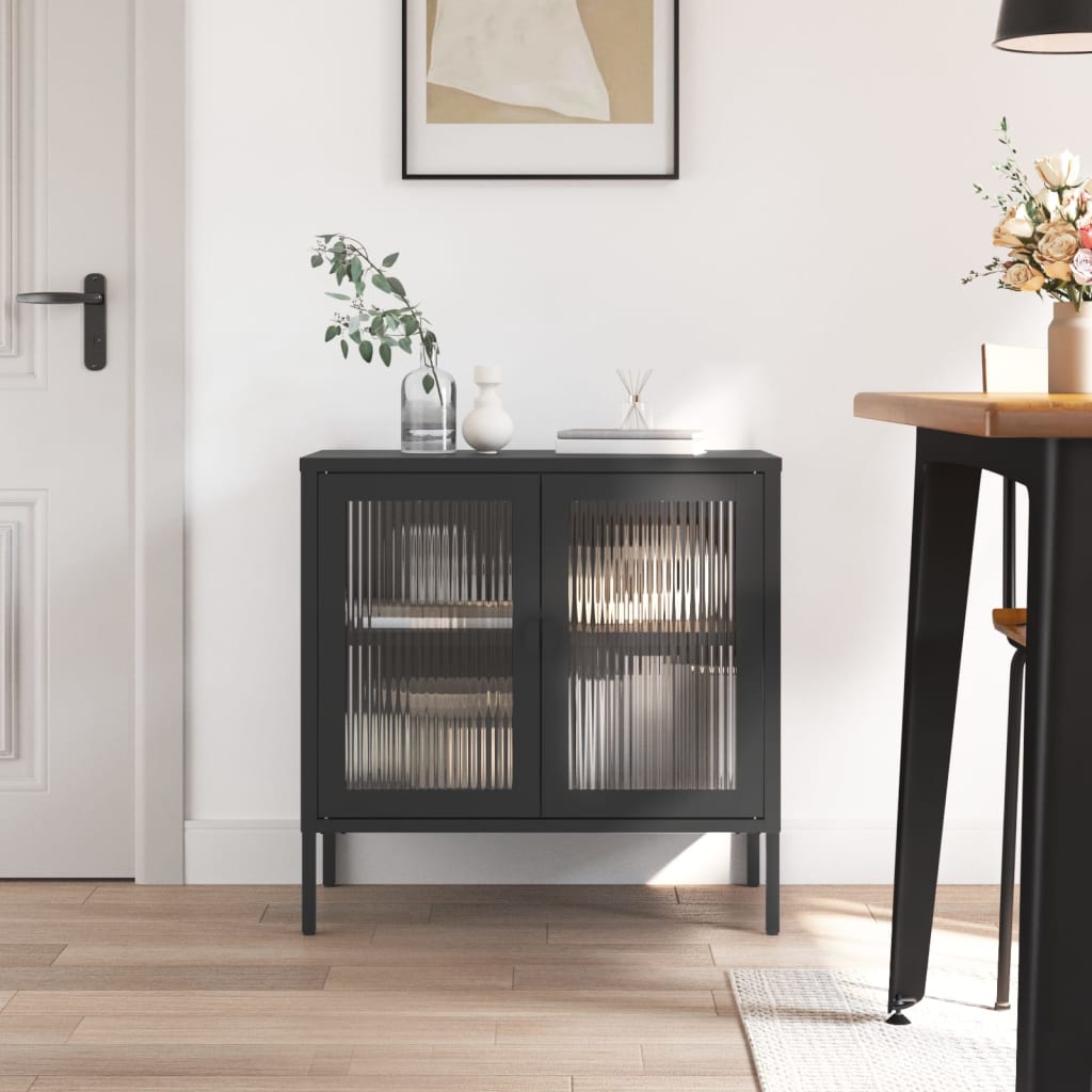 Vidaxl dressoir 70x35x70 cm glas en staal zwart