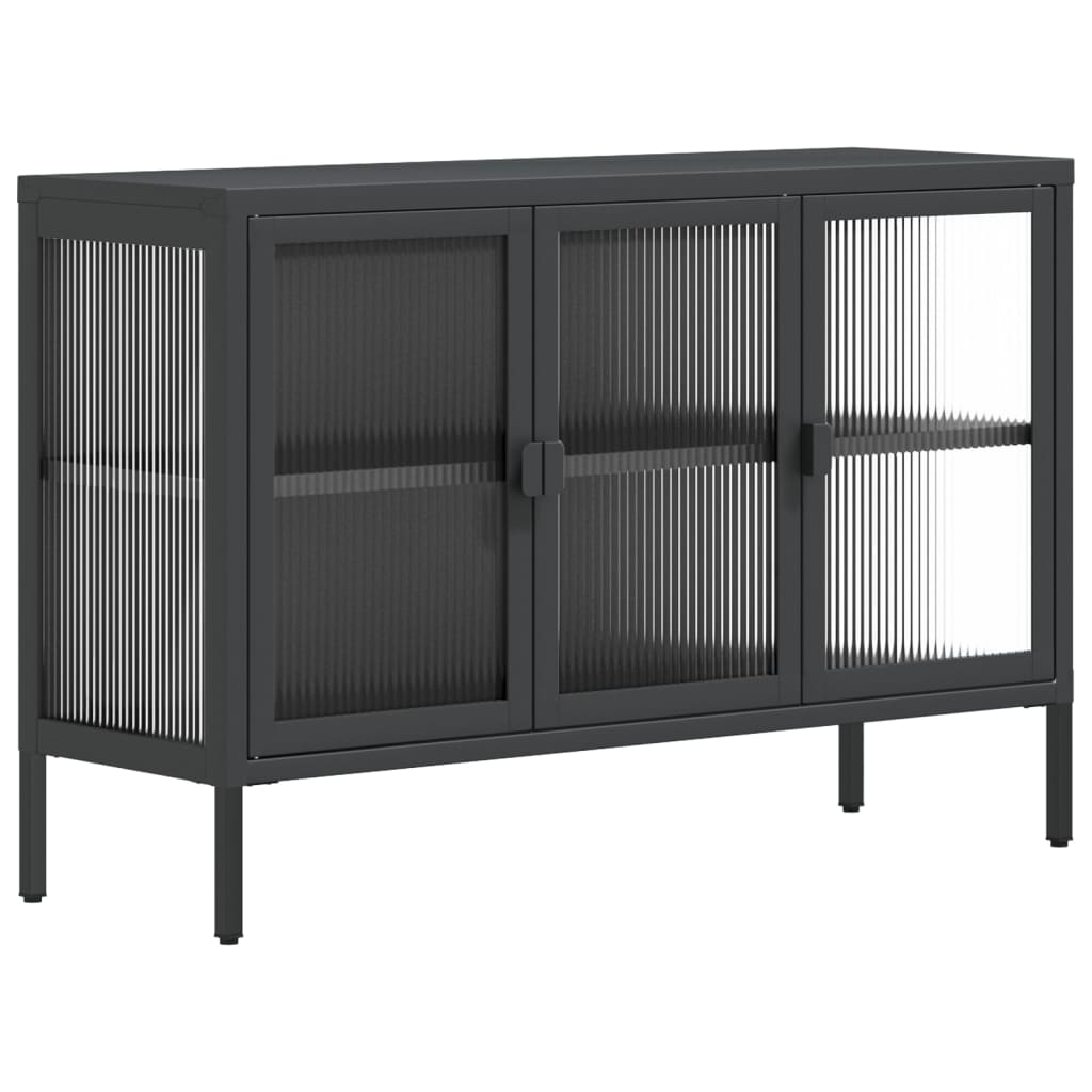 Vidaxl dressoir 105x35x70 cm glas en staal zwart