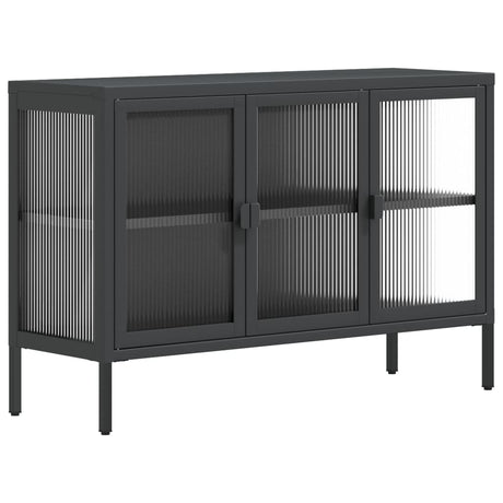 Vidaxl dressoir 105x35x70 cm glas en staal zwart