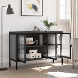Vidaxl dressoir 105x35x70 cm glas en staal zwart