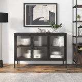 Vidaxl dressoir 105x35x70 cm glas en staal zwart