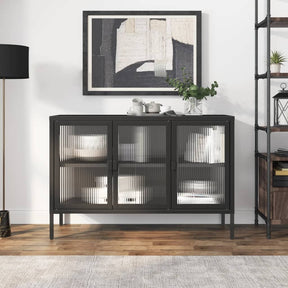 Vidaxl dressoir 105x35x70 cm glas en staal zwart