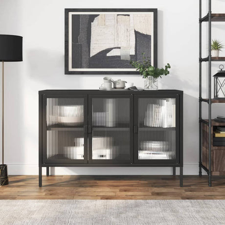 Vidaxl dressoir 105x35x70 cm glas en staal zwart