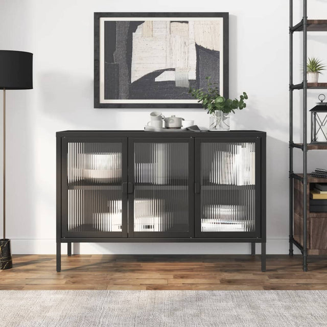 Vidaxl dressoir 105x35x70 cm glas en staal zwart