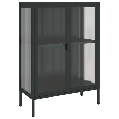 Vidaxl dressoir 75x35x105 cm glas en staal zwart