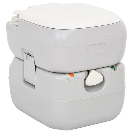 Vidaxl Camping Toilette tragbar 22+12 l HDPE Grau und Weiß