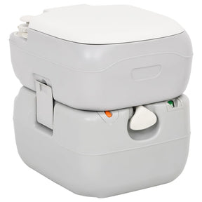 Vidaxl Camping Toilette tragbar 22+12 l HDPE Grau und Weiß