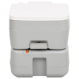 Vidaxl Camping Toilette tragbar 15+10 l HDPE Grau und Weiß