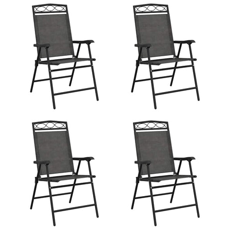 Vidaxl opklapbare stoelen, 4 stuks, gemêleerd grijs, staal en textilene.