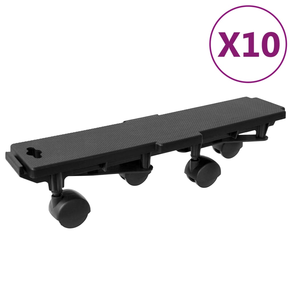 VidaXL Umzugshunde mit 4 Rädern 10 Stück 170 kg Polypropylen schwarz