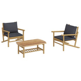 Vidaxl 3-delige loungeset met kussens bamboe donkergrijs