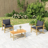 Vidaxl 3-delige loungeset met kussens bamboe donkergrijs