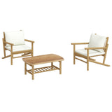 Vidaxl 3-delige loungeset met kussens bamboe crèmewit