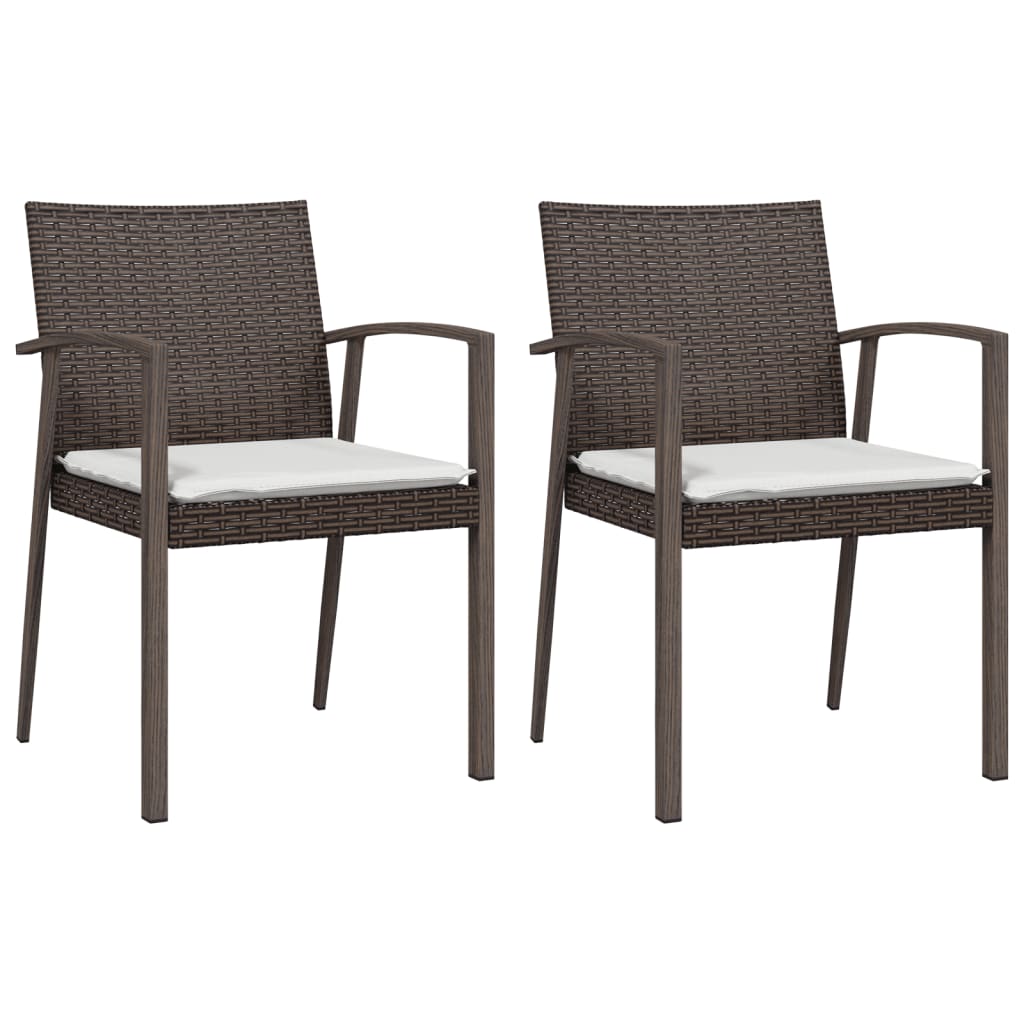 Vidaxl tuinstoelen 2 st met kussens 56,5x57x83 cm poly rattan bruin