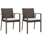 Vidaxl tuinstoelen 2 st met kussens 56,5x57x83 cm poly rattan bruin