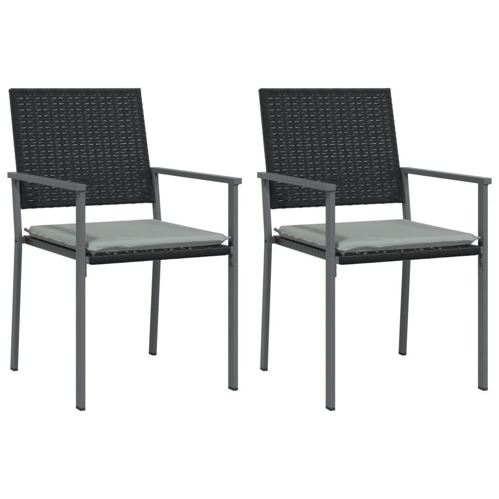 Vidaxl tuinstoelen 2 st met kussens 54x62,5x89 cm poly rattan zwart