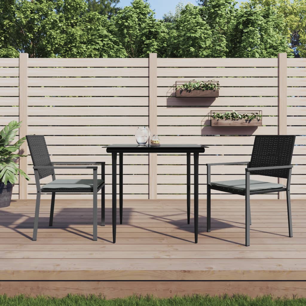 Vidaxl tuinstoelen 2 st met kussens 54x62,5x89 cm poly rattan zwart