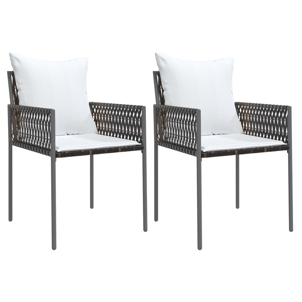 Vidaxl tuinstoelen 2 st met kussens 54x61x83 cm poly rattan bruin
