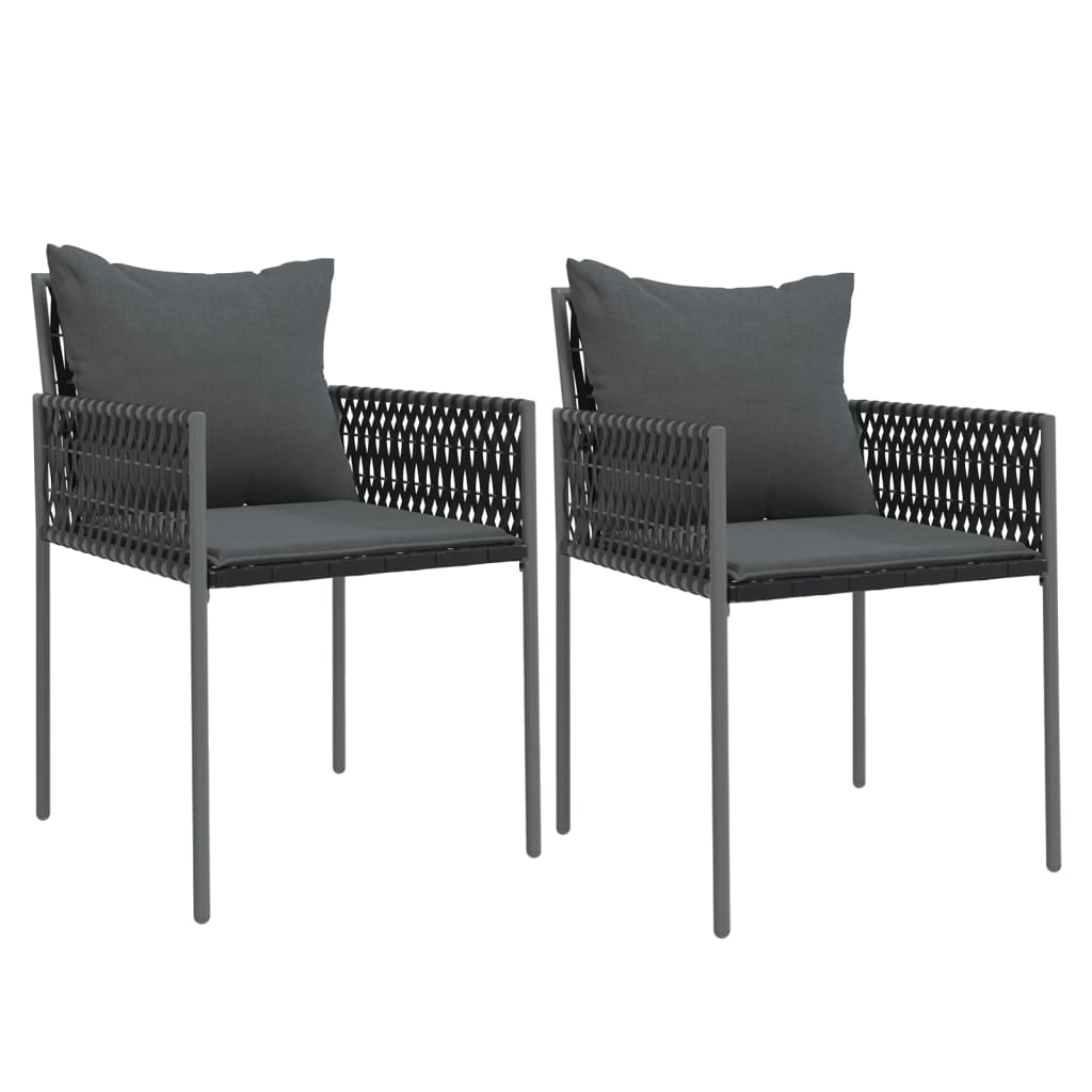 Vidaxl tuinstoelen 2 st met kussens 54x61x83 cm poly rattan zwart