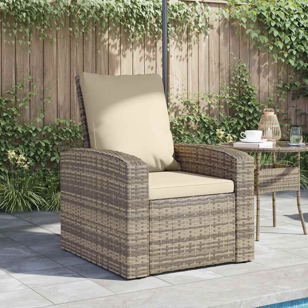 Vidaxl tuinstoel verstelbaar met kussens poly rattan lichtbruin