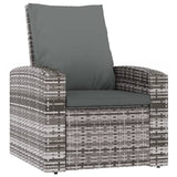 Vidaxl tuinstoel verstelbaar met kussens poly rattan grijs