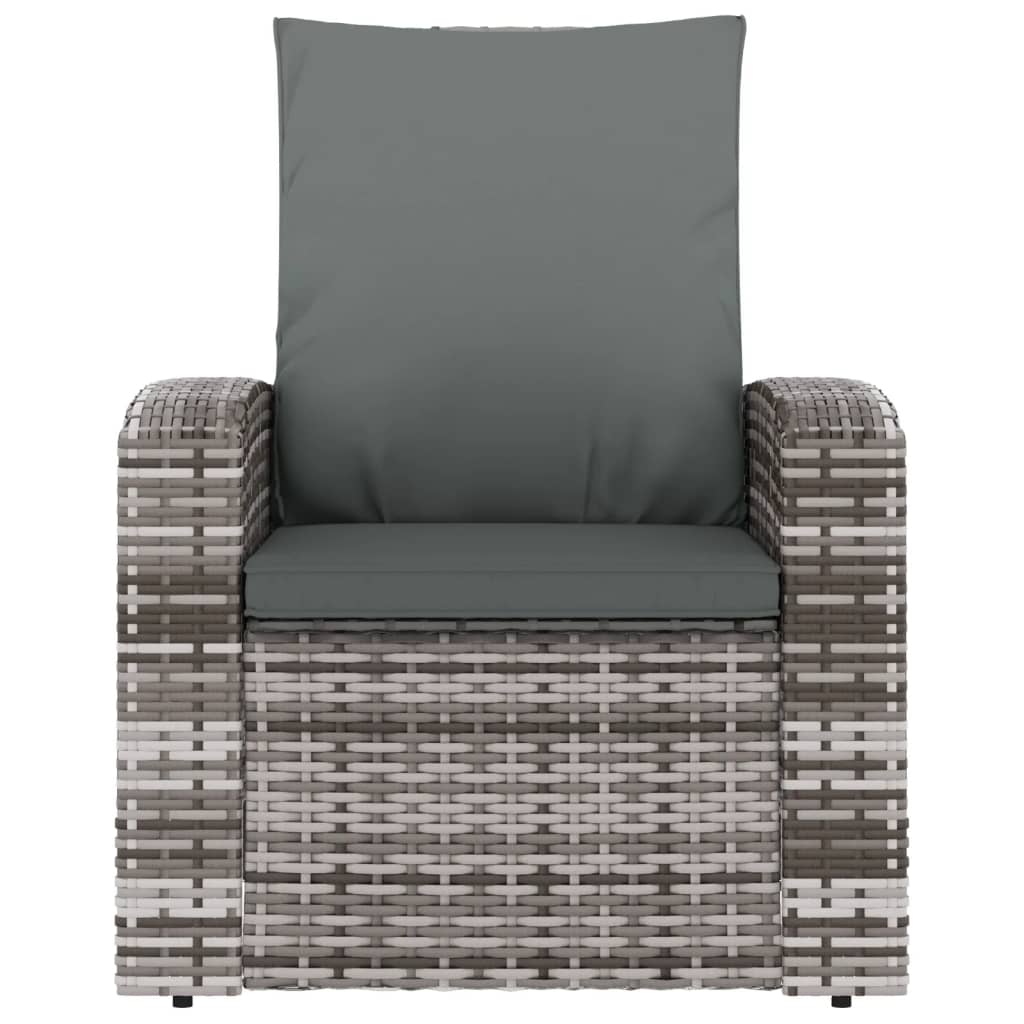 Vidaxl tuinstoel verstelbaar met kussens poly rattan grijs