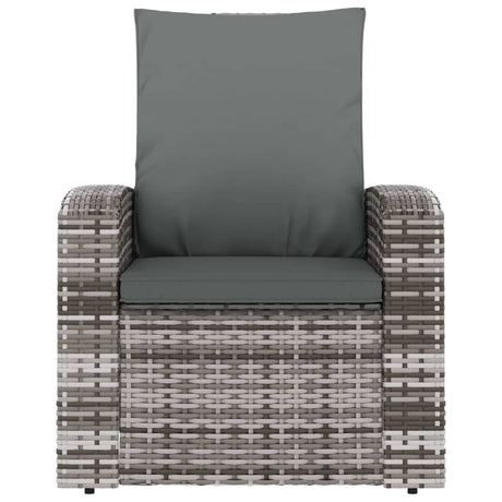 Vidaxl tuinstoel verstelbaar met kussens poly rattan grijs