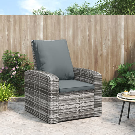 Vidaxl tuinstoel verstelbaar met kussens poly rattan grijs