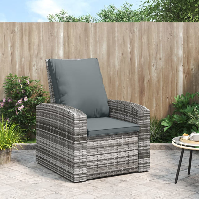 Vidaxl tuinstoel verstelbaar met kussens poly rattan grijs