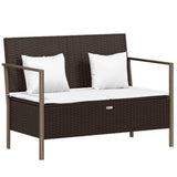 Vidaxl tuinbank 2-zits met kussens poly rattan bruin
