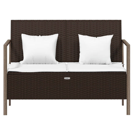 Vidaxl tuinbank 2-zits met kussens poly rattan bruin