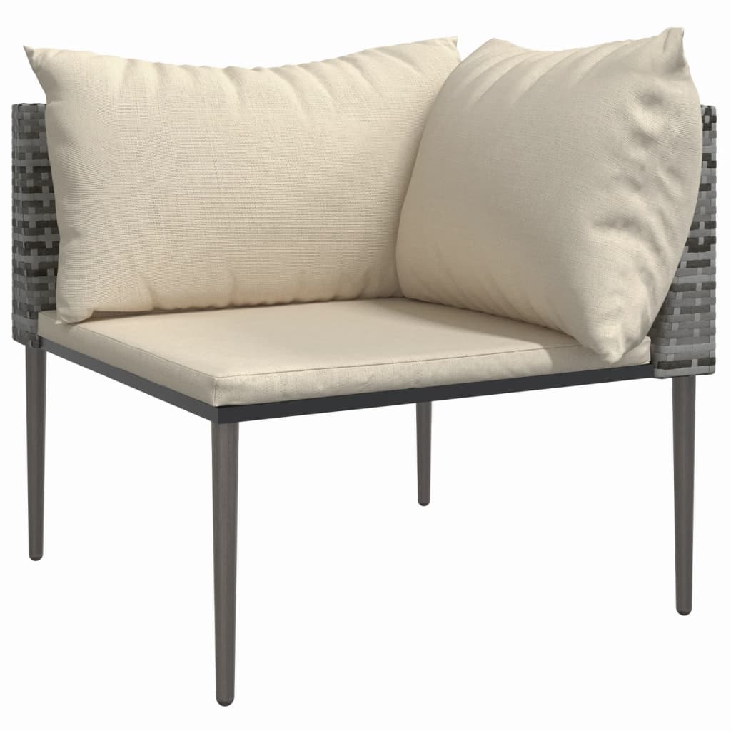Vidaxl tuinhoekbank met kussens poly rattan grijs
