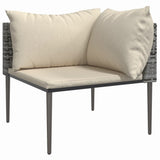 Vidaxl tuinhoekbank met kussens poly rattan grijs
