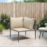 Vidaxl tuinhoekbank met kussens poly rattan grijs