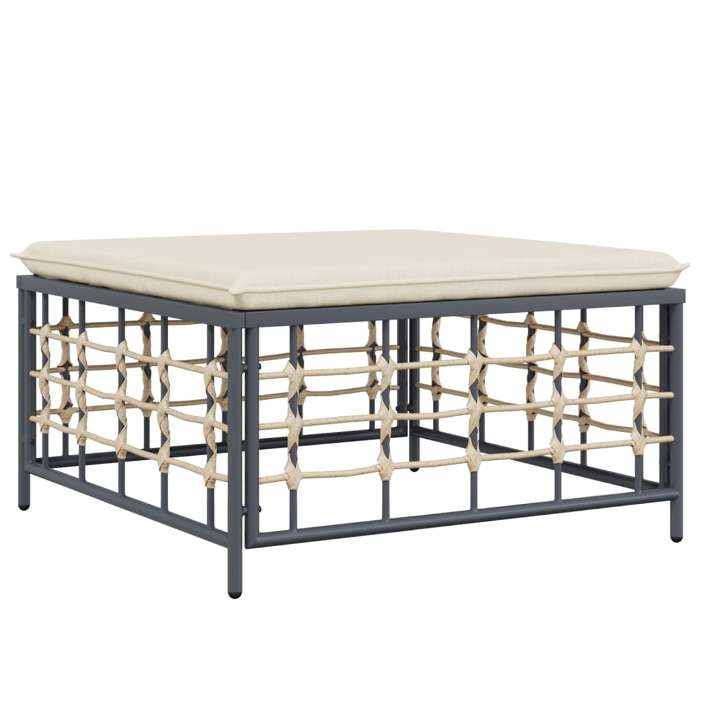 Vidaxl tuinvoetenbank met beige kussen poly rattan