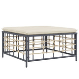 Vidaxl tuinvoetenbank met beige kussen poly rattan