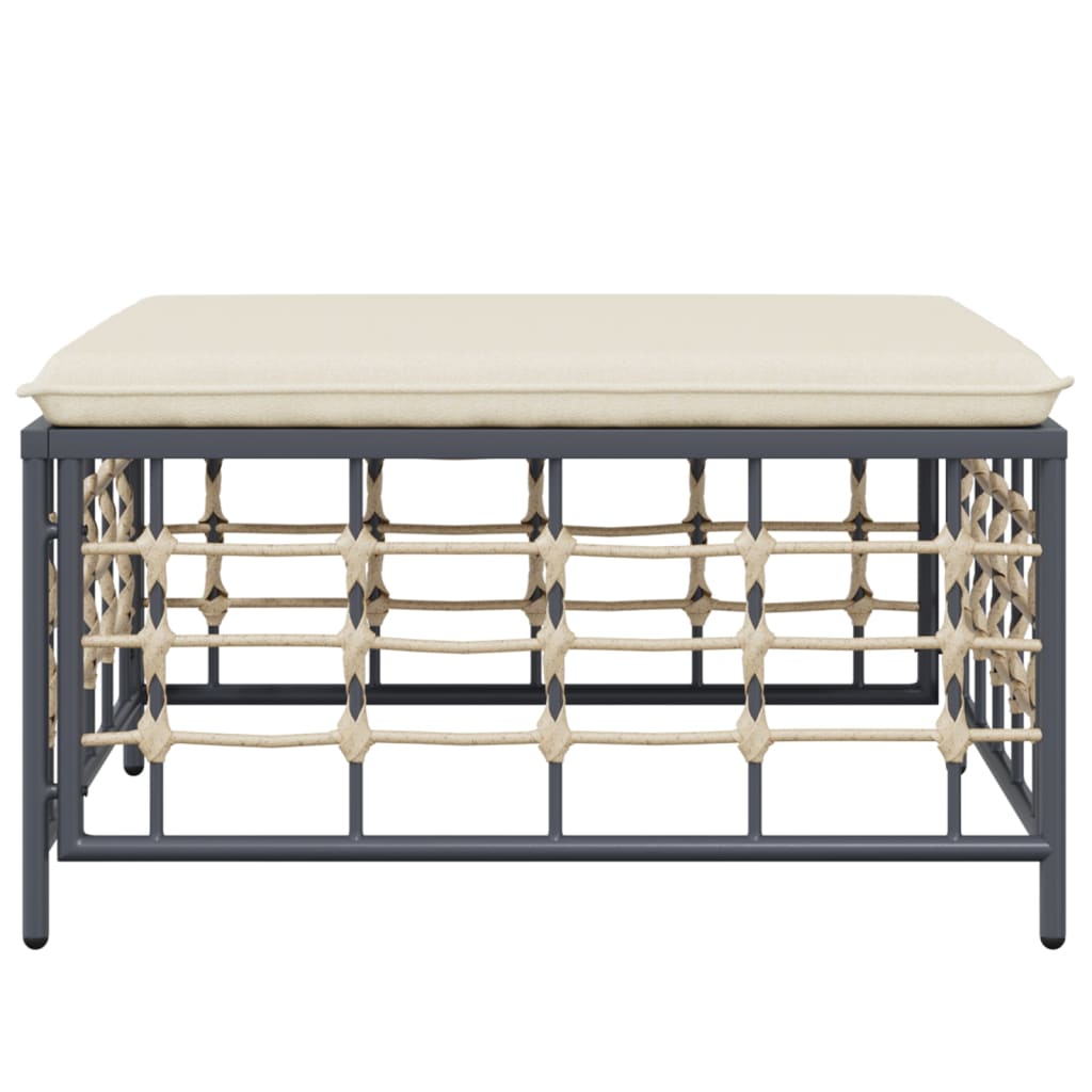 Vidaxl tuinvoetenbank met beige kussen poly rattan