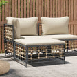 Vidaxl tuinvoetenbank met beige kussen poly rattan