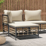 Vidaxl tuinvoetenbank met beige kussen poly rattan