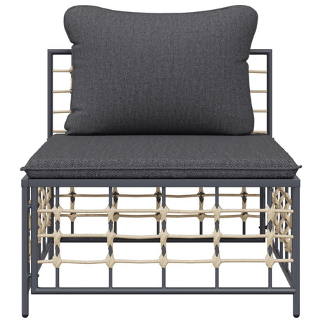 Vidaxl tuinmiddenbank met donkergrijze kussens poly rattan